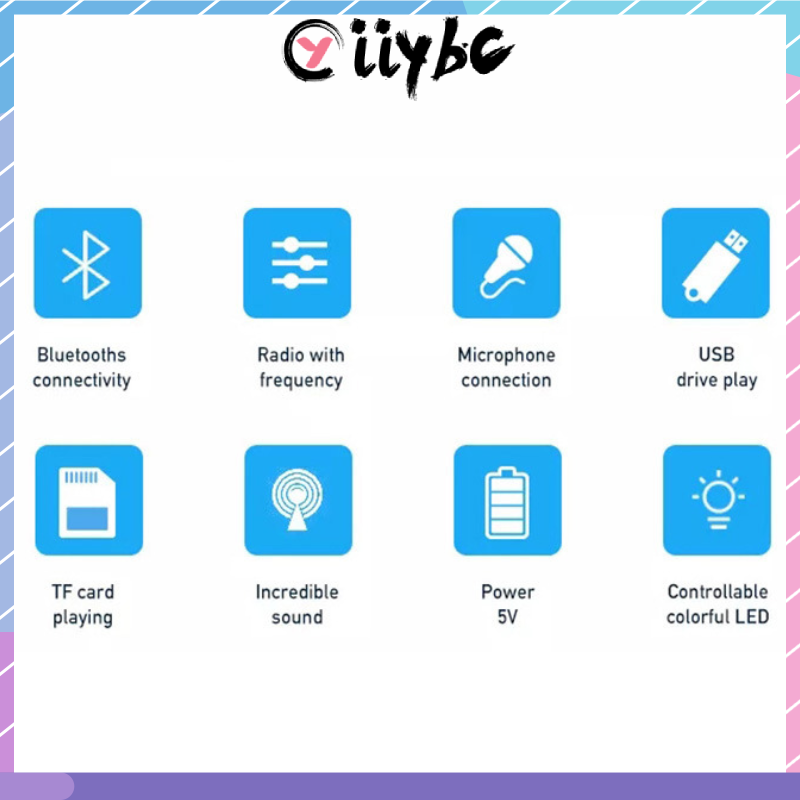 Loa Bluetooth Không Dây Âm Thanh Siêu Trầm 8-inch RGB 15W Chất Lượng Cao