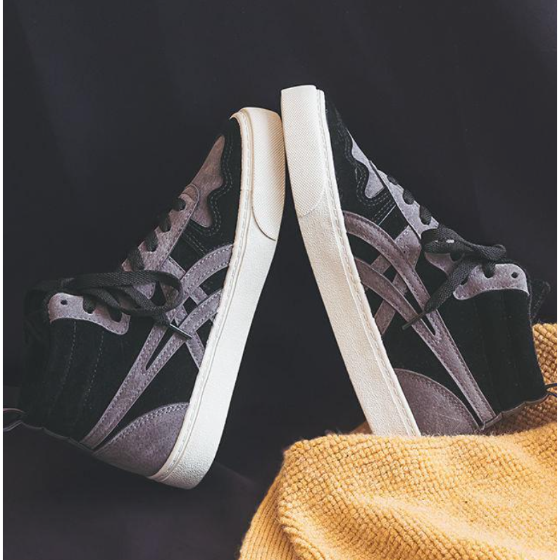 Giày Thể Thao Vải Canvas Đế Dày Cổ Cao Màu Đen Thời Trang Xuân Thu Cho Nữ