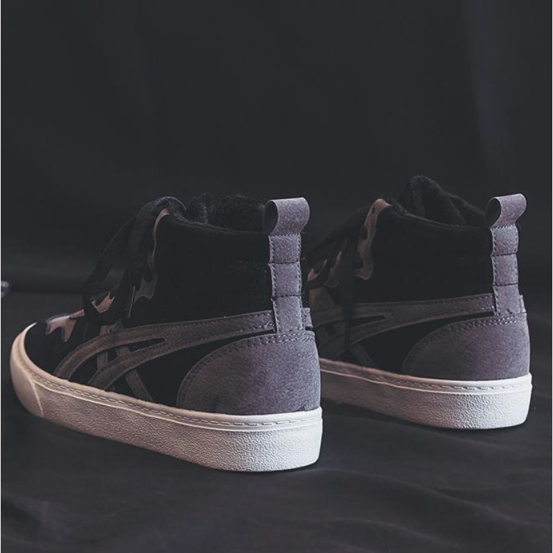 Giày Thể Thao Vải Canvas Đế Dày Cổ Cao Màu Đen Thời Trang Xuân Thu Cho Nữ