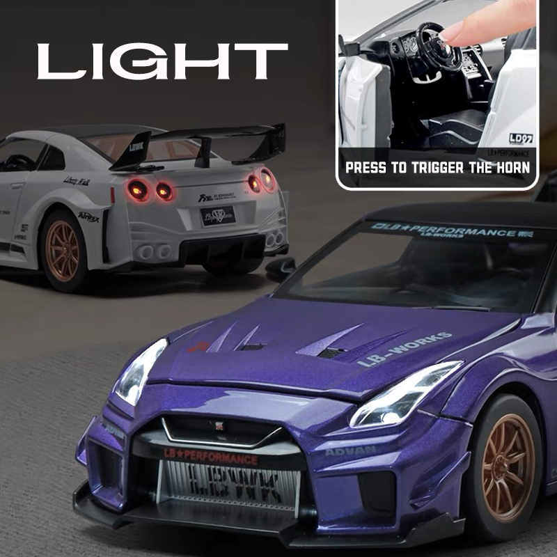 Mô Hình Xe Hơi Nissan GTR CSR2 Tỉ Lệ 1: 24 Bằng Hợp Kim Có Đèn Và Nhạc