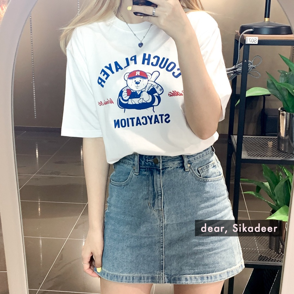 Spao Áo Thun Tay Ngắn In Hình Gấu Bằng cotton Cho Cặp Đôi