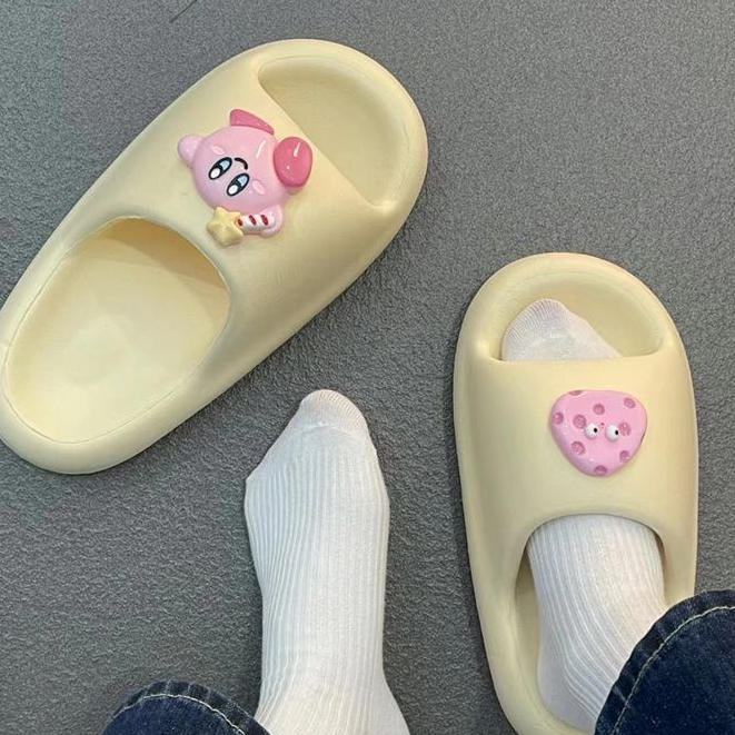 Dép Quai Ngang Đế Dày Chống Trượt Họa Tiết Ngôi Sao Kirby Dễ Thương Thời Trang Mùa Hè Cho Nữ