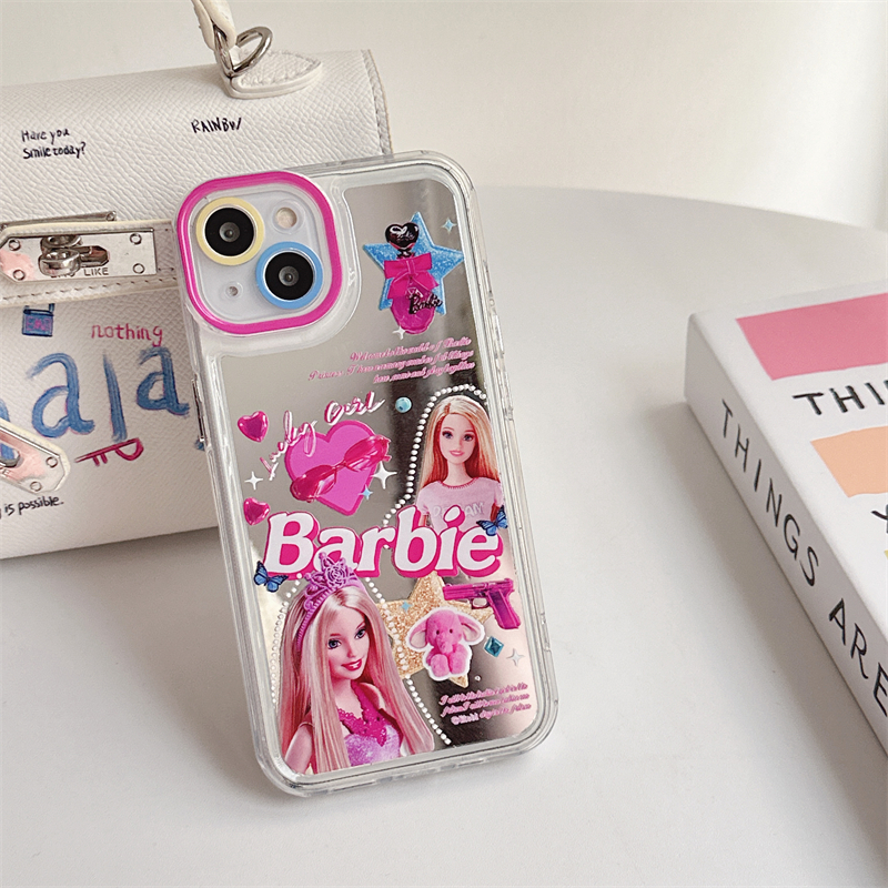 Ốp Điện Thoại Mặt Gương Chống Sốc Hình Búp Bê Barbie Phong Cách Âu Mỹ Cho iPhone 14 13 11 12 pro max Apple 13