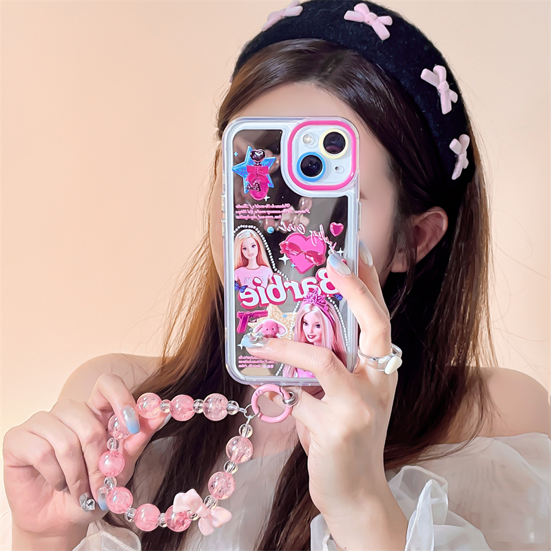 Ốp Điện Thoại Mặt Gương Chống Sốc Hình Búp Bê Barbie Phong Cách Âu Mỹ Cho iPhone 14 13 11 12 pro max Apple 13