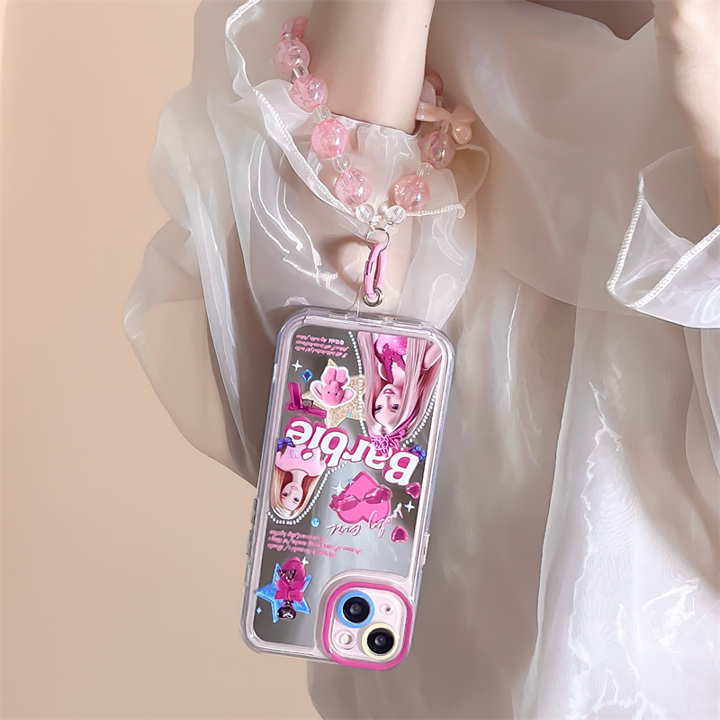 Ốp Điện Thoại Mặt Gương Chống Sốc Hình Búp Bê Barbie Phong Cách Âu Mỹ Cho iPhone 14 13 11 12 pro max Apple 13