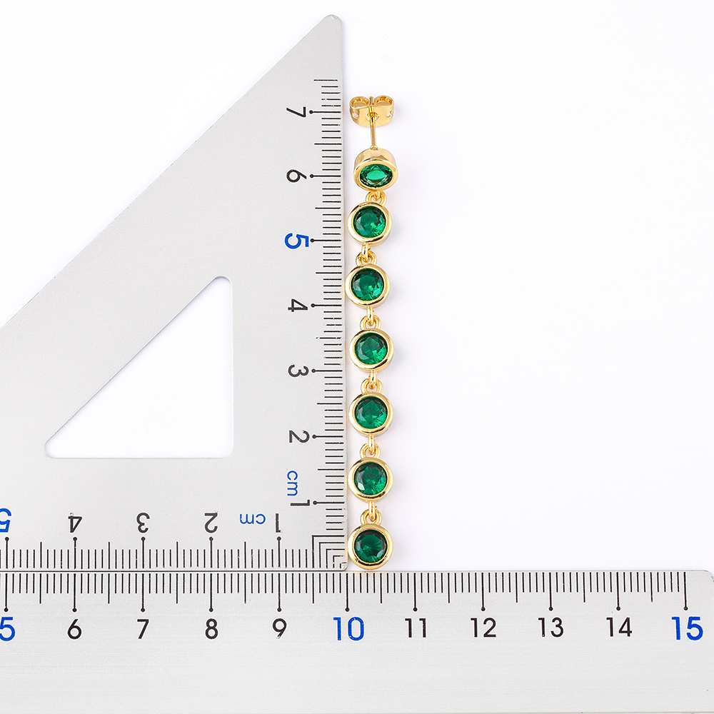 Khuyên Tai Dáng Dài Đính Đá Zircon Trắng / Xanh Lá Sang Trọng Thời Trang Cho Nữ