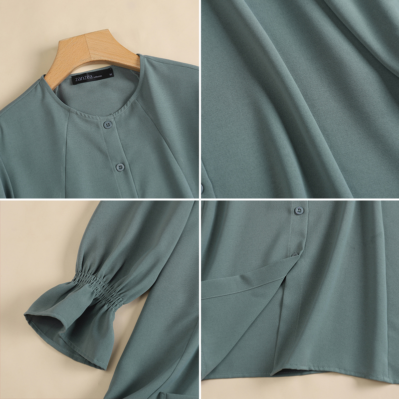 Zanzea Áo Sơ Mi Búp Bê Dài Tay Cổ Lá Sen Thời Trang Nữ