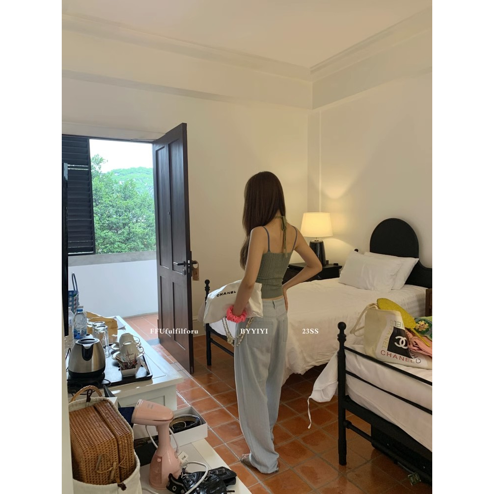 Ffu Áo Hai Dây Giả Hai Mảnh Phong Cách Mới Mùa Hè Độc Đáo Màu Tương Phản Cho Nữ