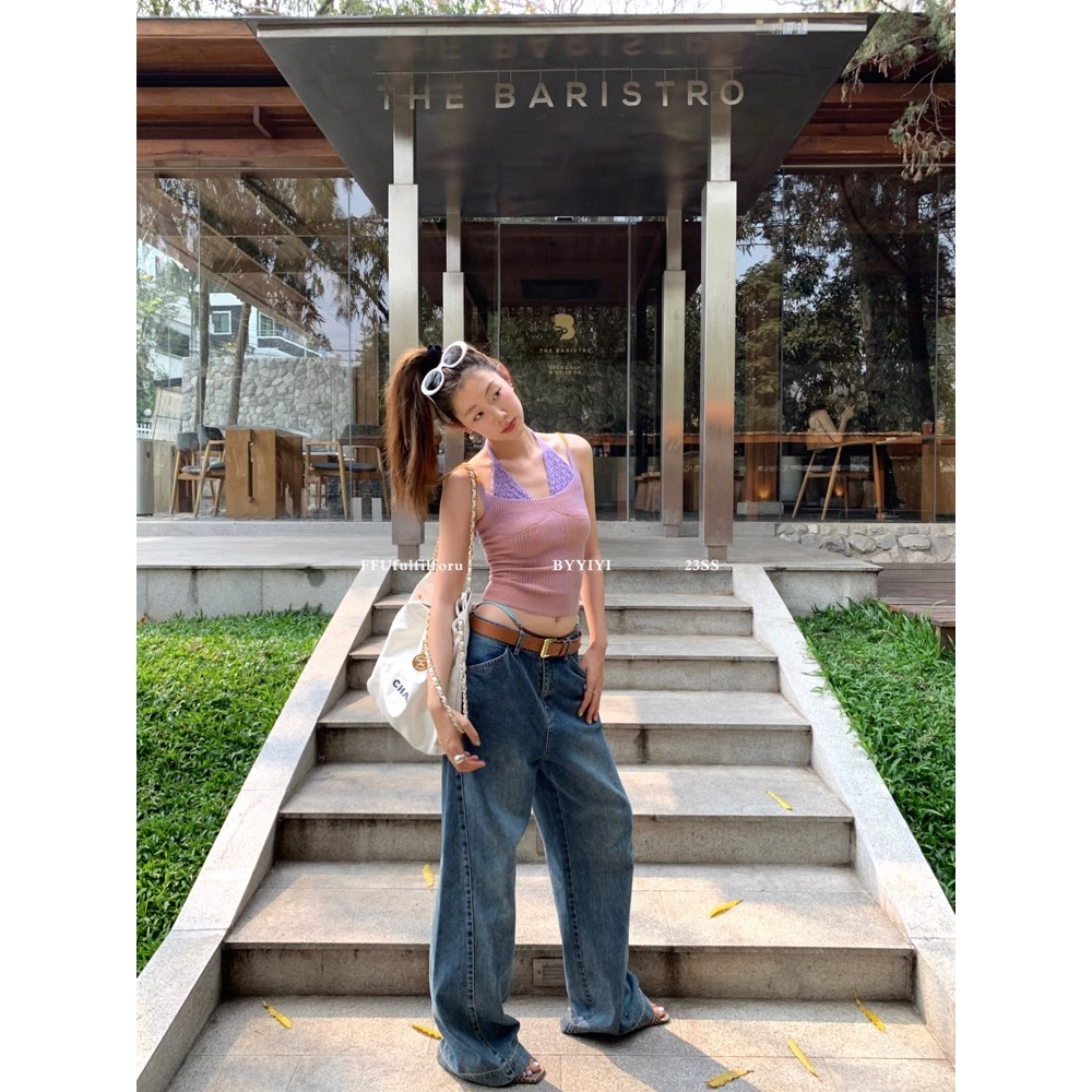 Ffu Áo Hai Dây Giả Hai Mảnh Phong Cách Mới Mùa Hè Độc Đáo Màu Tương Phản Cho Nữ