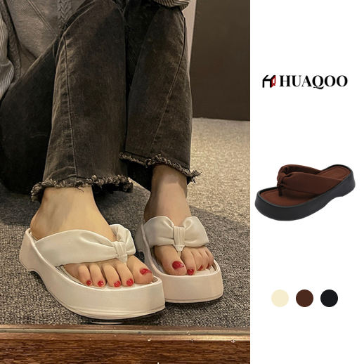 Huaqoo Dép bánh mì guốc dép giày nữ Màu Sắc Đơn Giản Thoải Mái Cao Gót Chống Trơn Trượt Thoáng Khí HDLX050802