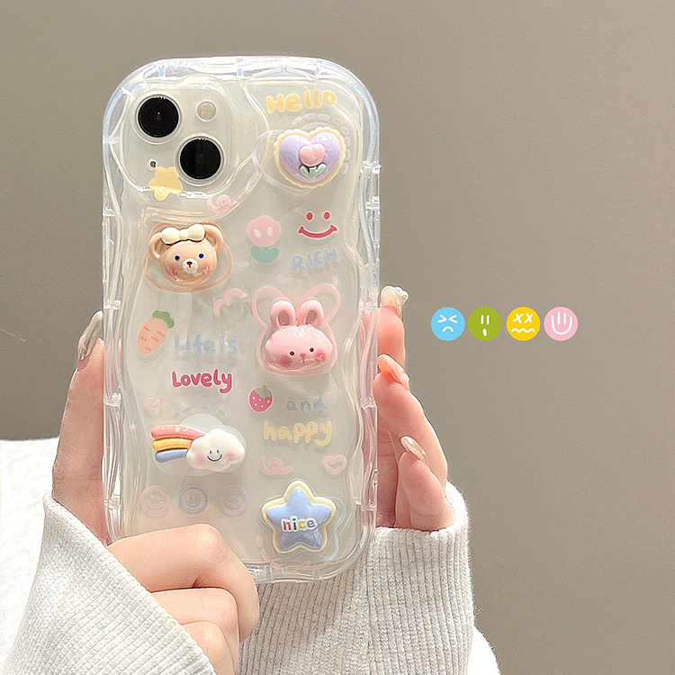 Ốp Điện Thoại Silicon Mềm Trong Suốt Họa Tiết Mặt Cười 3D Cho iPhone 14 13 12 11 Pro Max XS XR X 8 7 Plus + SE 2020
