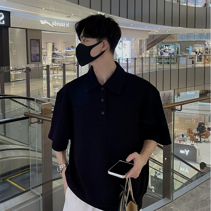 Áo polo Dáng Rộng Phong Cách retro Mỹ Thời Trang Cho Nam