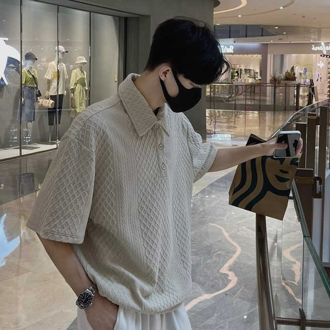 Áo polo Dáng Rộng Phong Cách retro Mỹ Thời Trang Cho Nam