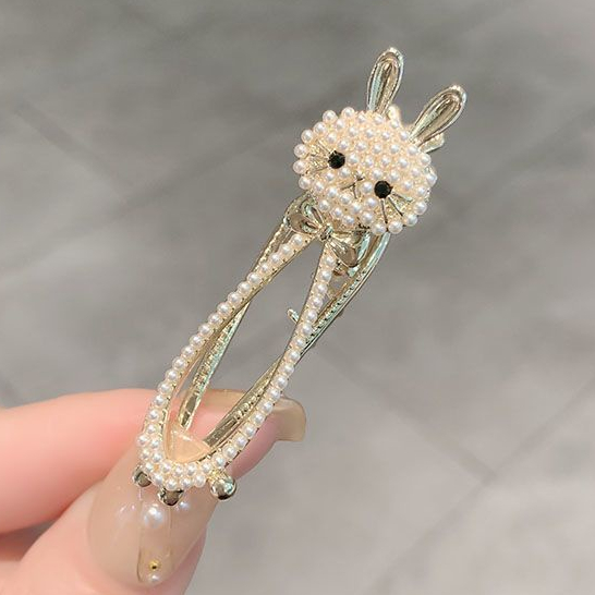 Kẹp Tóc Đính Ngọc Trai Hình Thỏ Dễ Thương Phong Cách Hàn Quốc