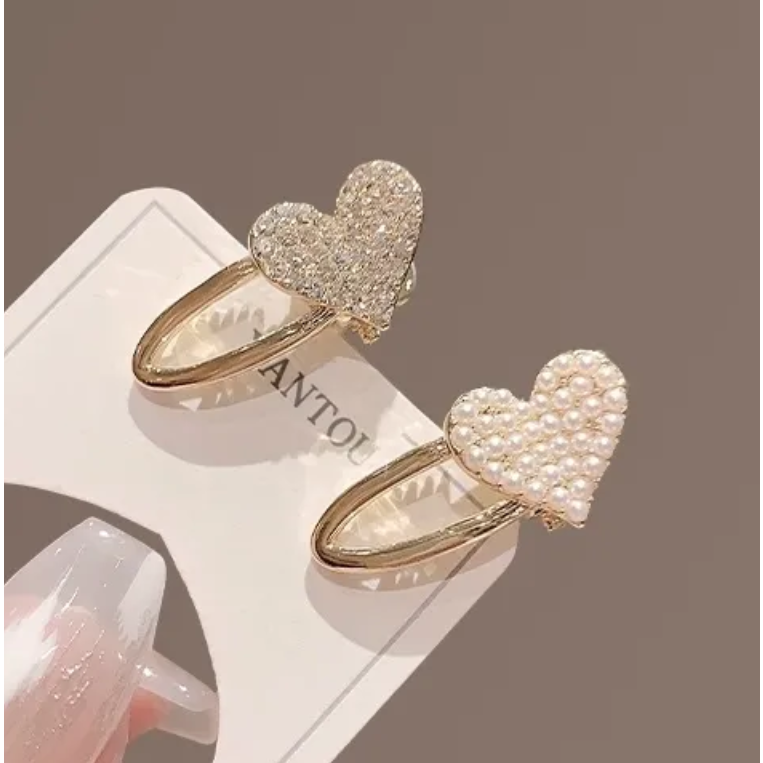 Kẹp Tóc Đính Đá Hình Trái Tim Nhỏ Nhắn Dễ Thương