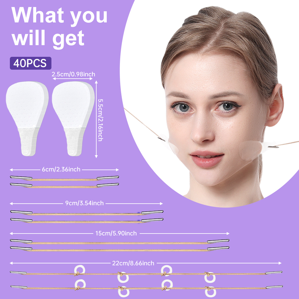 Set 10 / 20 / 40 Miếng Dán Nâng Cơ Mặt Tạo Cằm Chữ V Vô Hình Siêu Mỏng Độ Co Giãn Cao
