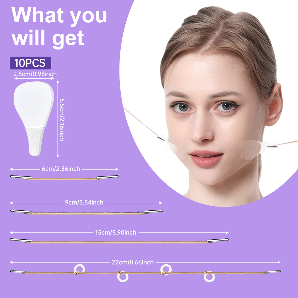 Set 10 / 20 / 40 Miếng Dán Nâng Cơ Mặt Tạo Cằm Chữ V Vô Hình Siêu Mỏng Độ Co Giãn Cao