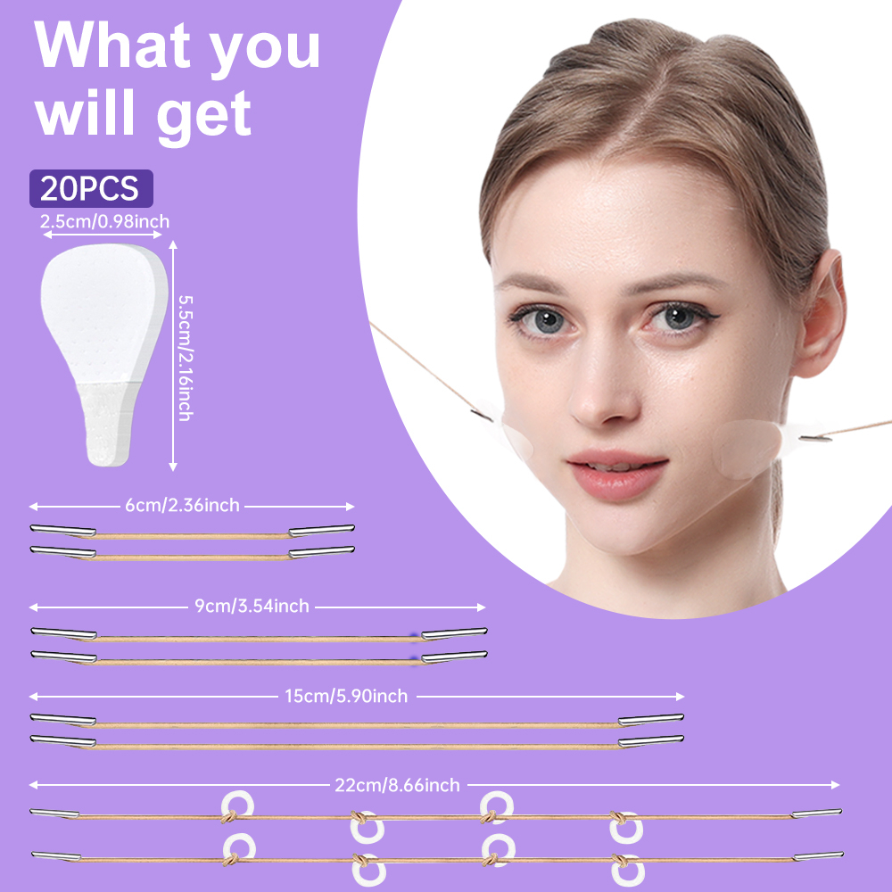 Set 10 / 20 / 40 Miếng Dán Nâng Cơ Mặt Tạo Cằm Chữ V Vô Hình Siêu Mỏng Độ Co Giãn Cao