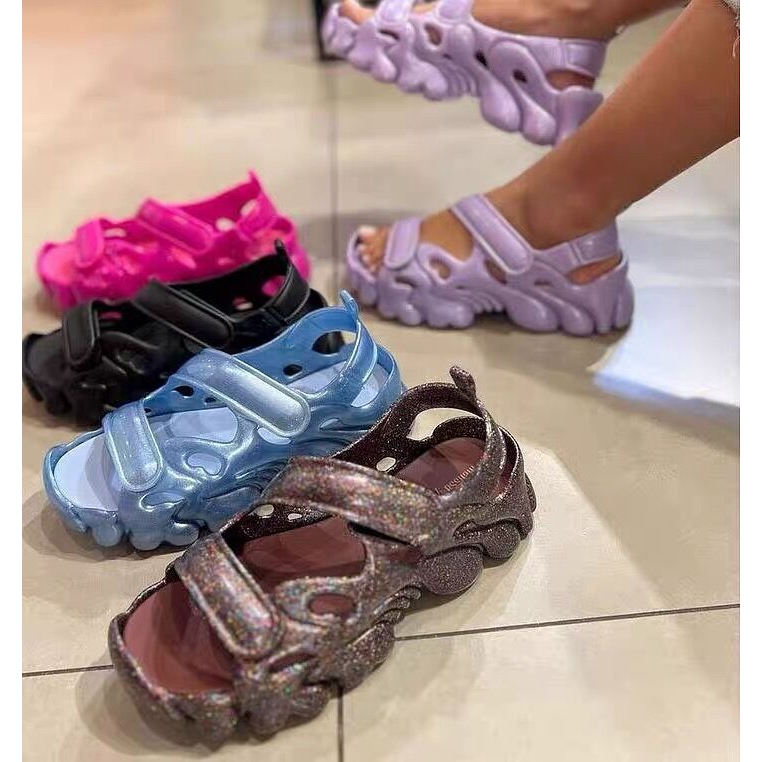 Sandal Melissa Đế Xuồng Quai Cao Phong Cách Roman Đi Biển Mùa Hè Cho Nữ