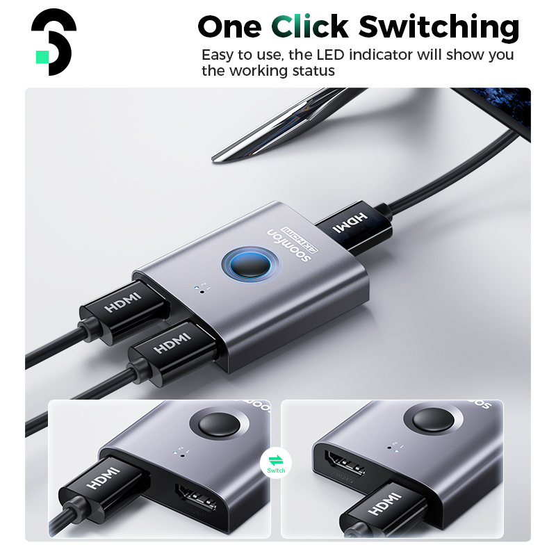 Bộ Chuyển Đổi HDMI 2 Trong 1 Ra HDMI 2.0 HDR HDCP 4K / 60Hz 1080P / 120Hz Cho PC TV