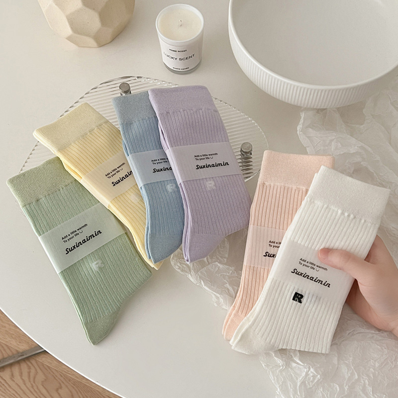 FHYL Vớ Ống Thông Hơi Bốn Chiều Co Giãn Mềm Mại Màu Trơn Đơn Giản Hàn Quốc Hàng Mới Có Sẵn Dành Cho Bạn Nữ