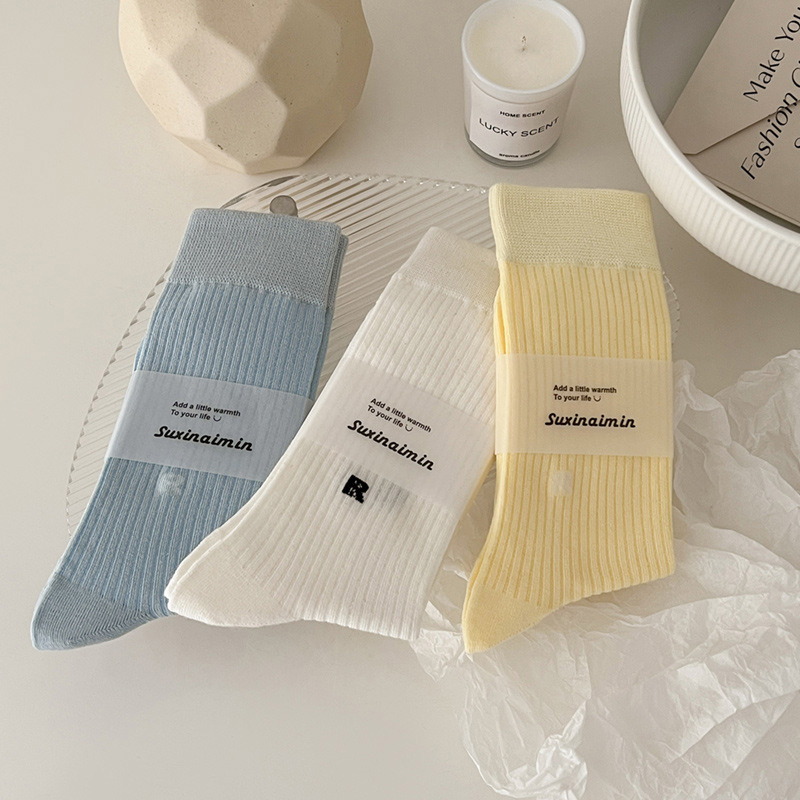 FHYL Vớ Ống Thông Hơi Bốn Chiều Co Giãn Mềm Mại Màu Trơn Đơn Giản Hàn Quốc Hàng Mới Có Sẵn Dành Cho Bạn Nữ