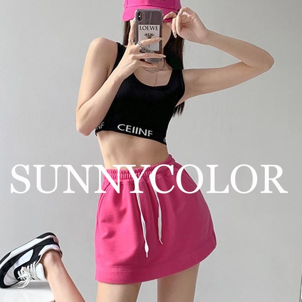 SUNNYCOLOR Chân Váy Ngắn Dáng Chữ A Chất Kaki Đủ Màu Siêu Hot A23M0AN 0517