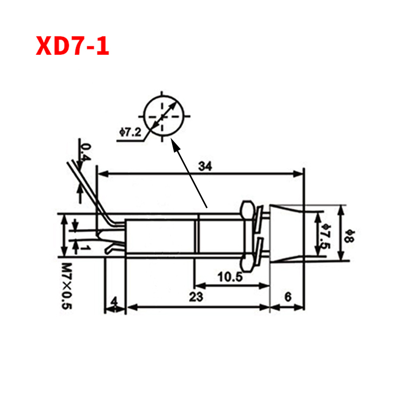 Bộ 10 Đèn Tín Hiệu 7mm XD7-1 10mm XD10-1 12V 24V 220V