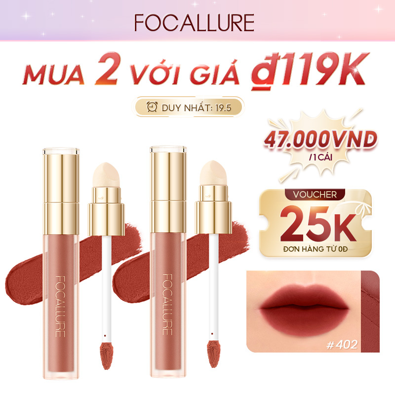 Son môi FOCALLURE nhung lì màu hổ phách trọng lượng nhẹ dưỡng ẩm thoáng mát 30g kèm cọ môi | BigBuy360 - bigbuy360.vn