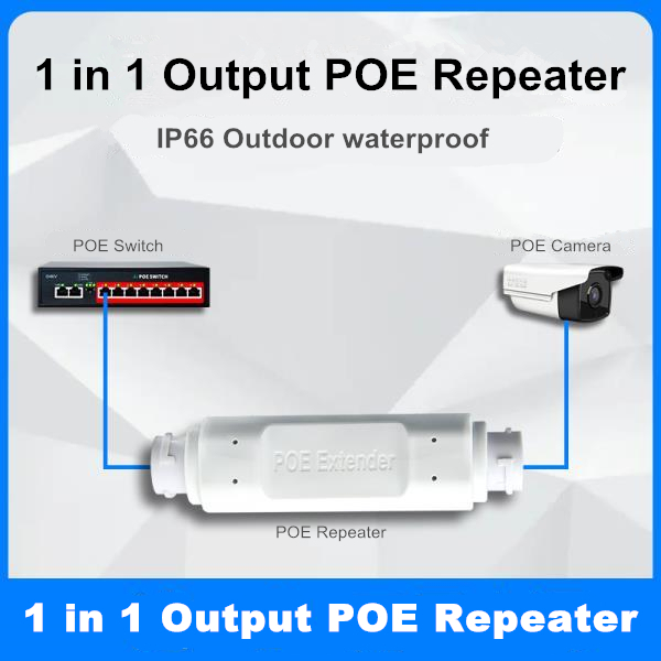Bộ lặp POE Extender 200m Extension Outdoor waterproof 1 In 1 Output 48v POE Repeater