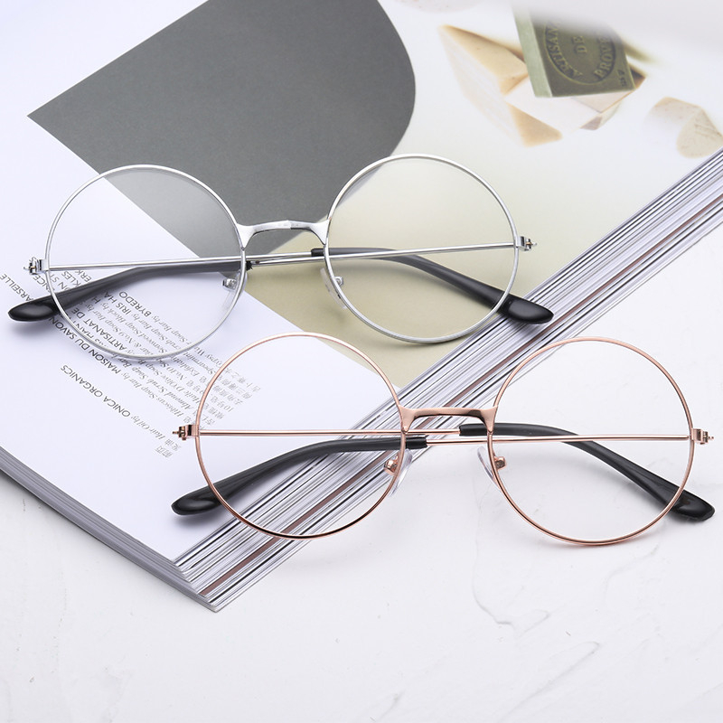 Mắt Kính Gọng Tròn Bằng Kim Loại Phong Cách vintage Thời Trang