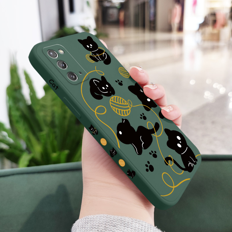 Ốp Điện Thoại Silicon Dẻo Gắn Quả Bông In Hình Mèo Cho Samsung Galaxy Note 5G 20 10 9 Ultra Plus