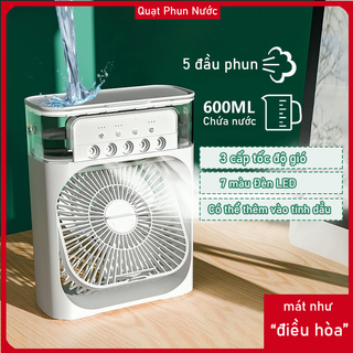  máy Quạt Mini  Phun Sương Hơi Nước Điều Hòa  3 Chế Độ Hẹn Giờ Để Bàn 3 Chế Độ Tích Hợp Led 7 màu cổng sạc điện USB 【3 trong 1:thổi gió làm mát tạo ẩm siêu im dễ mang theo g để bàn văn phòn nhà 