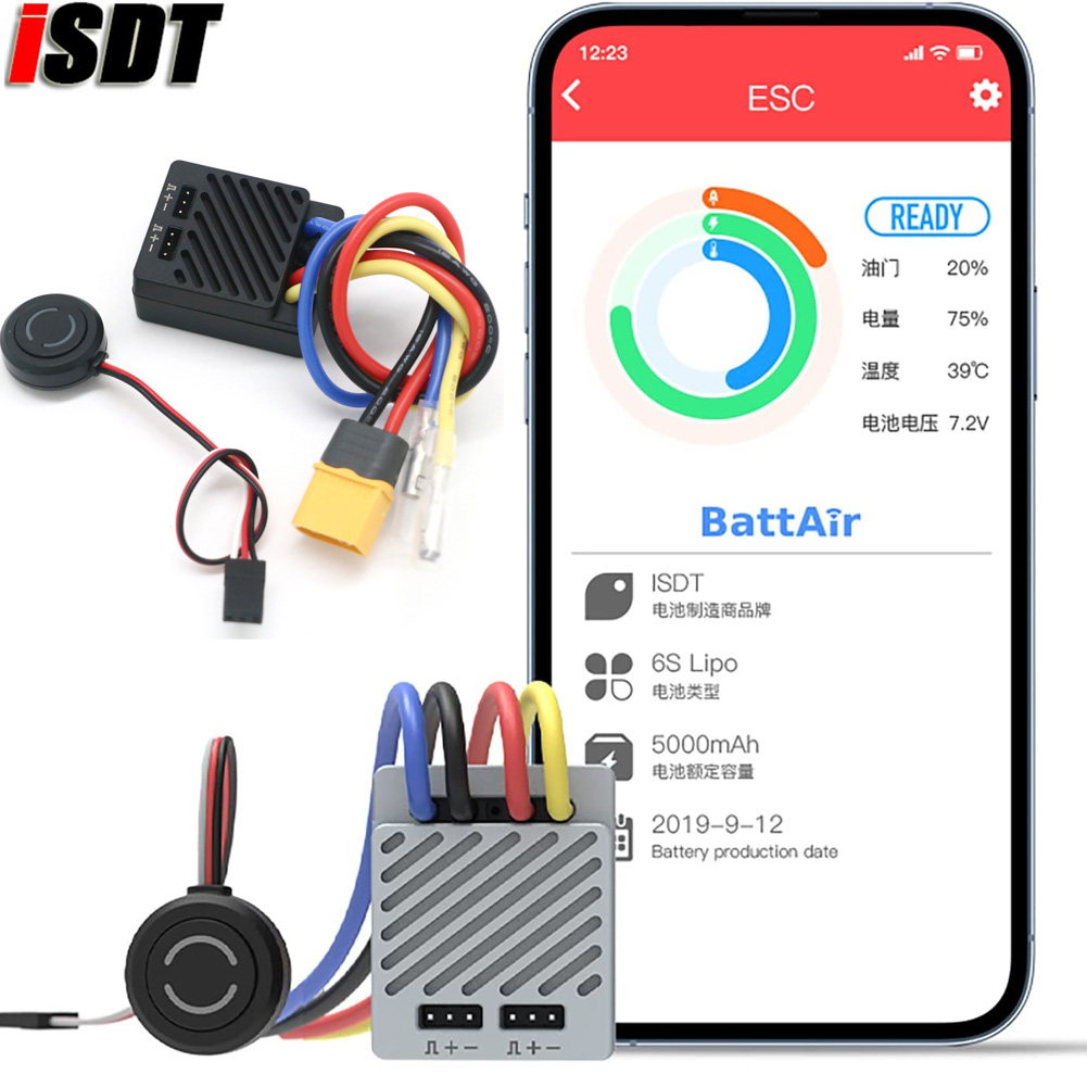 Isdt esc70 esc90 wp 1080 70a 90a chống thấm nước esc 2 ~ 3s điều khiển điện thoại bec có thể điều chỉnh 540/550 động cơ chải cho ô tô 1/8 1/10