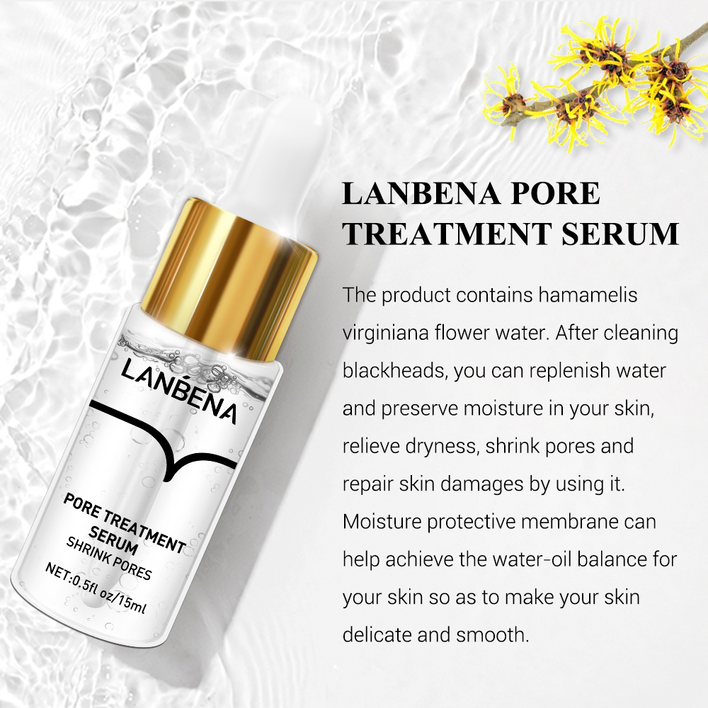 sản phẩm loại bỏ mụn Lanbena gồm miếng lột mụn đầu đen/serum tẩy mụn/làm sạch lỗ chân mũi Serum