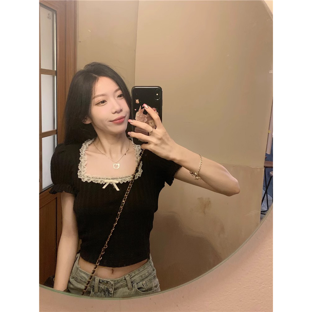 Áo Croptop Tay Ngắn Cổ Vuông Thiết Kế Mới Thời Trang Mùa Hè Dành Cho Nữ