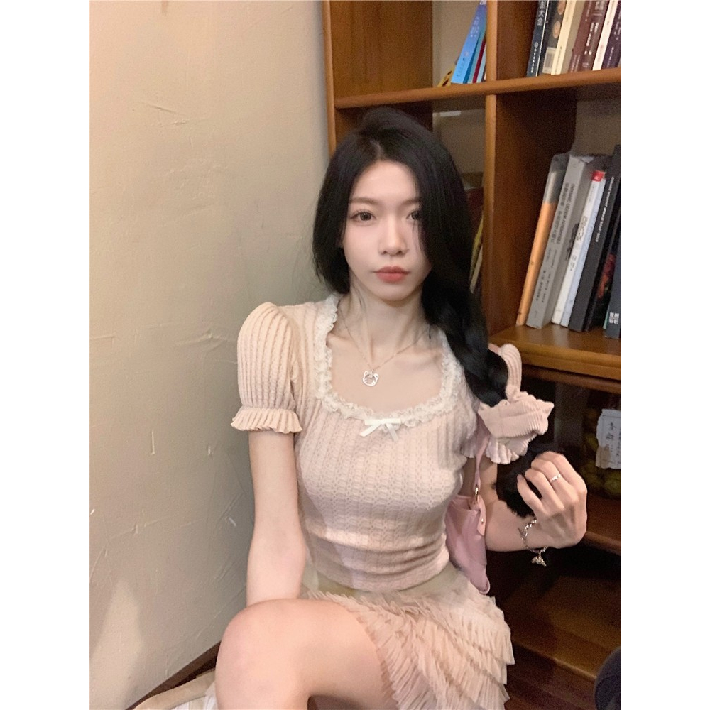 Áo Croptop Tay Ngắn Cổ Vuông Thiết Kế Mới Thời Trang Mùa Hè Dành Cho Nữ