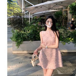 「Nonfatgirl」Đầm Ngắn Một Mảnh Không Tay Màu Hồng Mơ Mộng Kiểu Búp Bê Budapest Màu Hồng Thuần Khiết Desire Dành Cho Bạn Nữ Mặc Mùa Hè