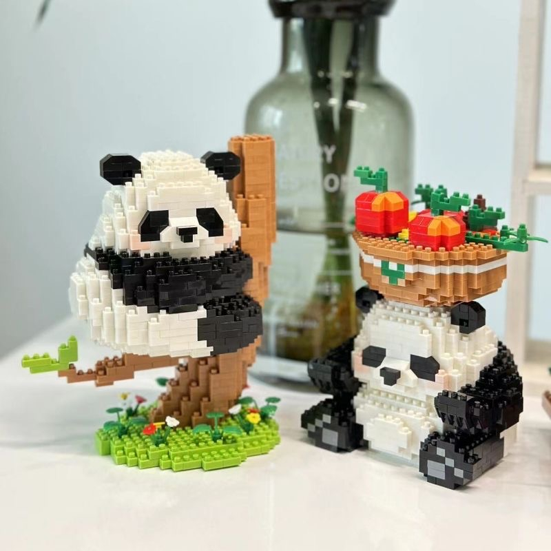 Đồ Chơi Lắp Ráp Hình Hoa / Gấu Trúc Cỡ Nhỏ Dễ Thương Cho Bé Trai