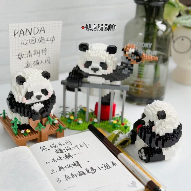 Đồ Chơi Lắp Ráp Hình Hoa / Gấu Trúc Cỡ Nhỏ Dễ Thương Cho Bé Trai