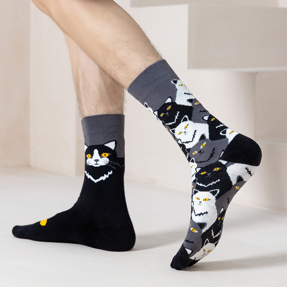 Vớ Cotton Cổ Trung Họa Tiết Hoạt Hình Sáng Tạo Thời Trang Cho Nam Và Nữ