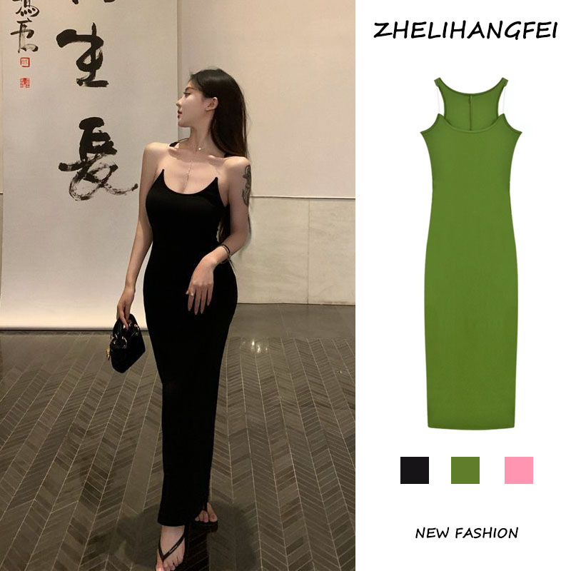 ZHELIHANGFEI Đầm Nữ Hai Dây Dáng Dài Thời Trang Quyến Rũ