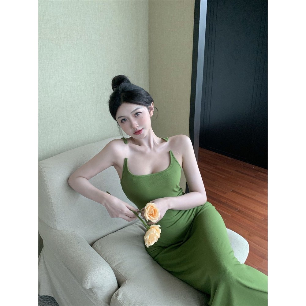 ZHELIHANGFEI Đầm Nữ Hai Dây Dáng Dài Thời Trang Quyến Rũ