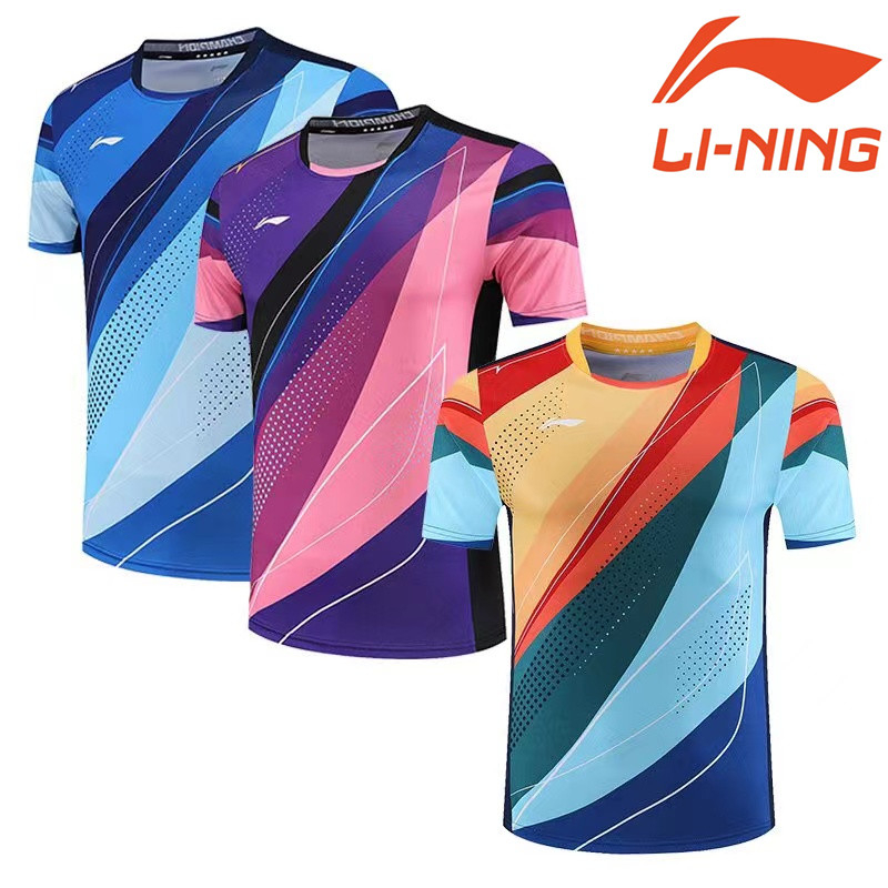 Li Ning Áo Thun Bóng Bàn Tay Ngắn Đội Tuyển Vô Địch Quốc Gia World Championships Jersey Cho Nam Và Nữ