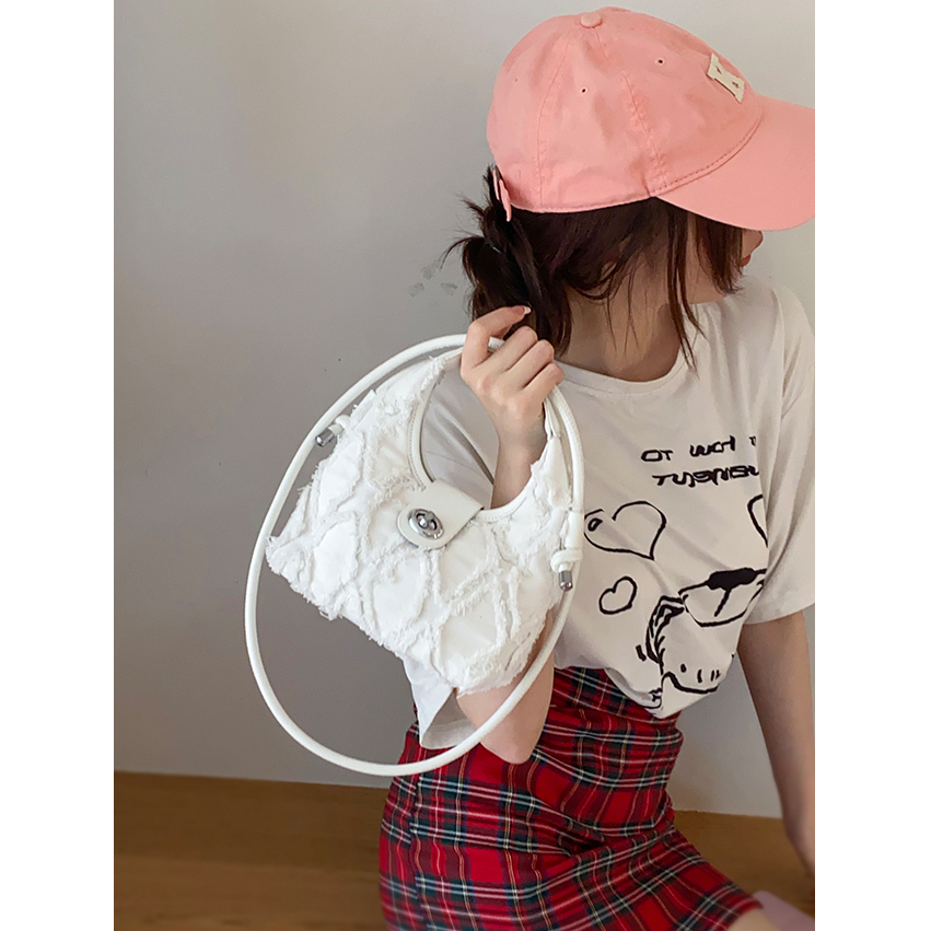 Túi denim Đeo Chéo Đính Tua Rua Phong Cách Retro