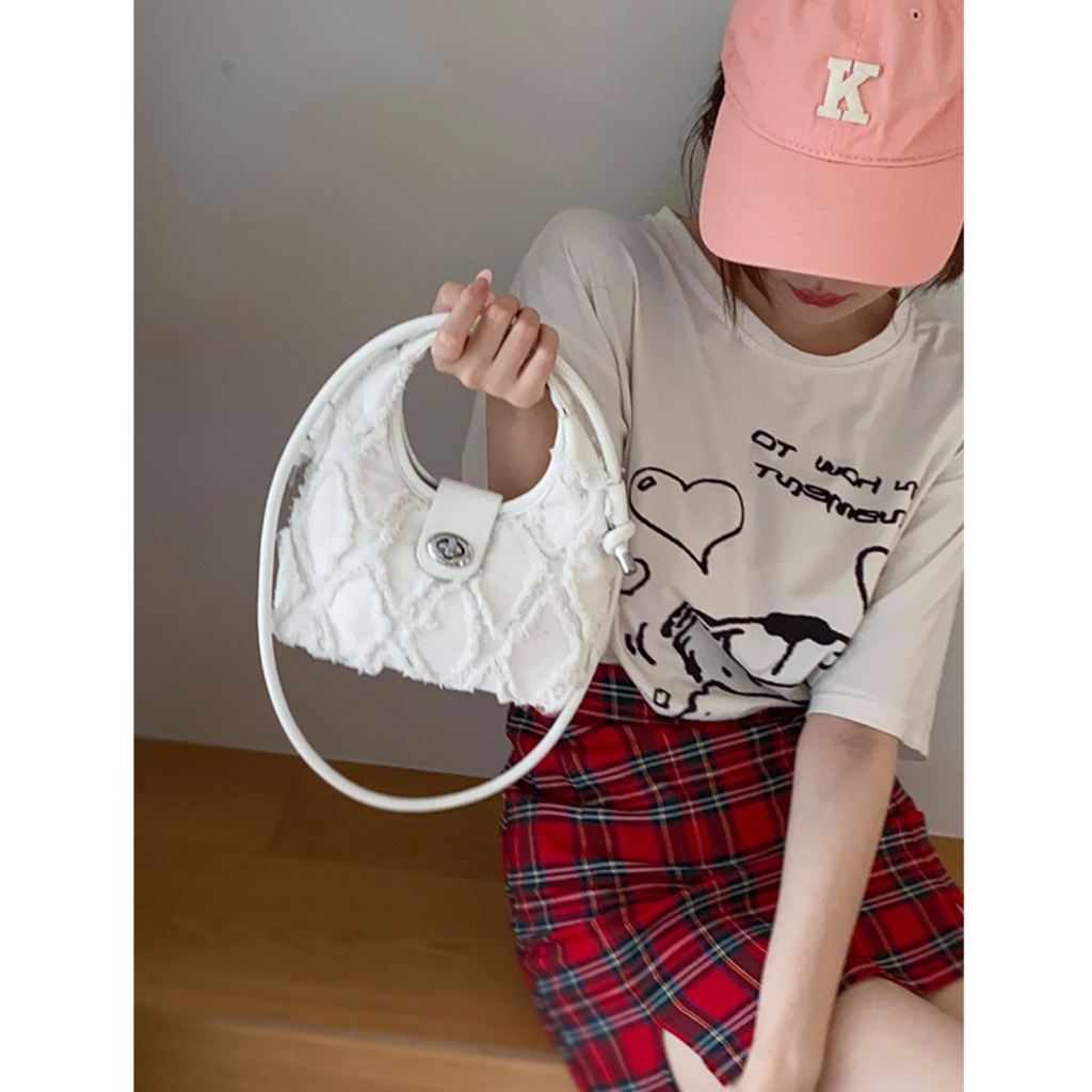 Túi denim Đeo Chéo Đính Tua Rua Phong Cách Retro