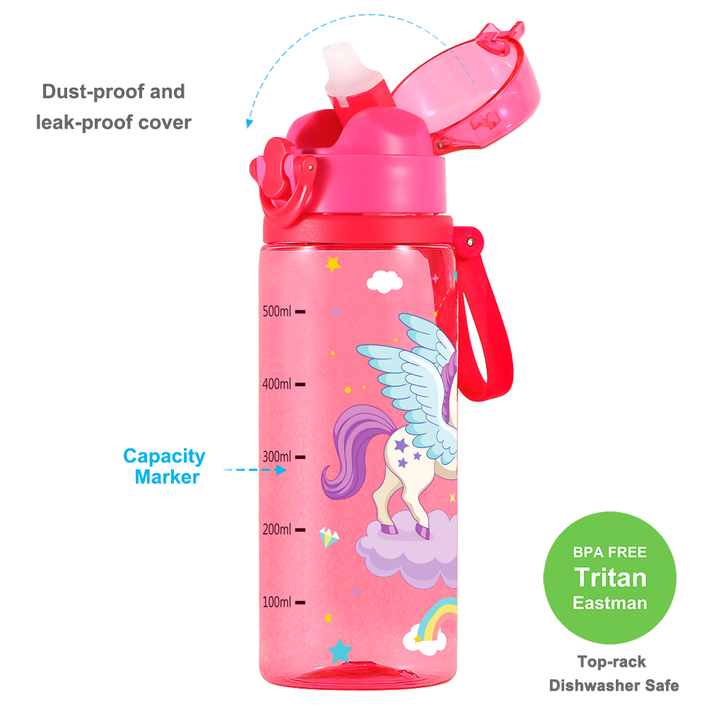 Mua một tặng một Bình Nước 24oz / 700ml Không bpa Kèm Ống Hút Dễ Thương Cho Bé
