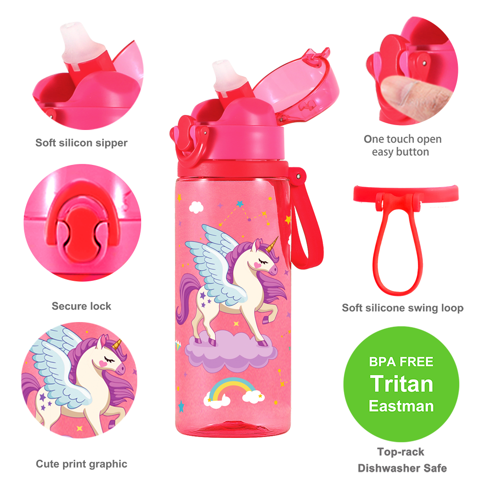 Mua một tặng một Bình Nước 24oz / 700ml Không bpa Kèm Ống Hút Dễ Thương Cho Bé