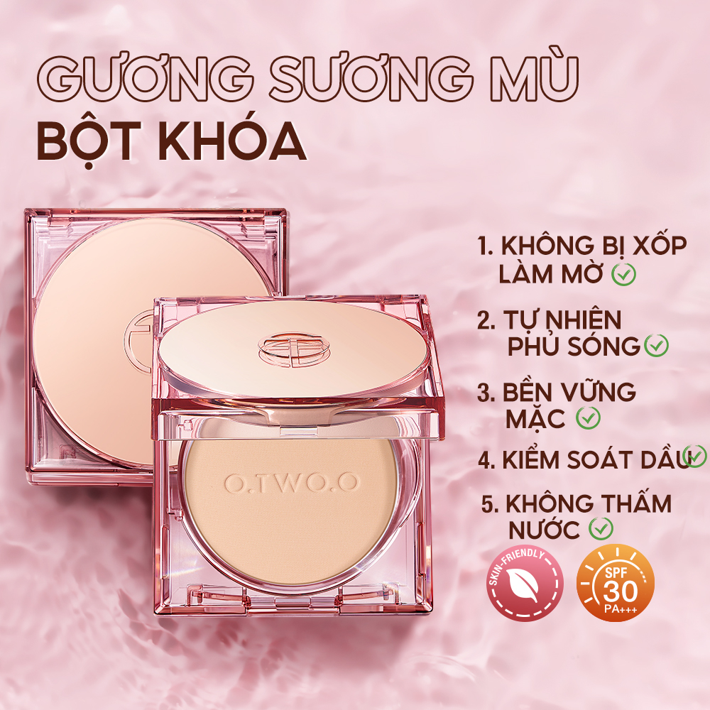 phấn nén phủ O.TWO.O Chống Nước phấn nén phủ  Kiểm Soát Dầu Che Phủ Toàn phấn nước Diện Kèm Gương Tiện Dụng Trang điểm mặt12g