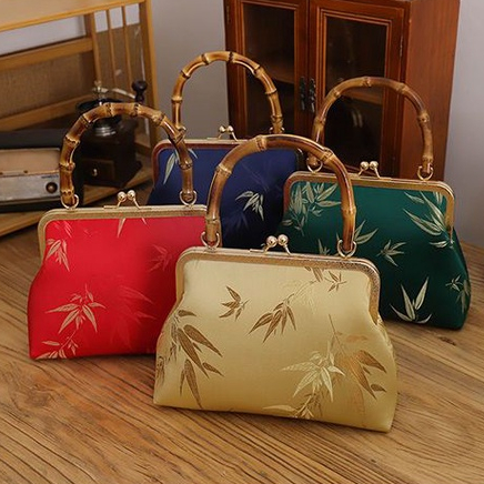 Túi xách HAPPY HOMLIV sức chứa lớn họa tiết tre phong cách retro cho nữ
